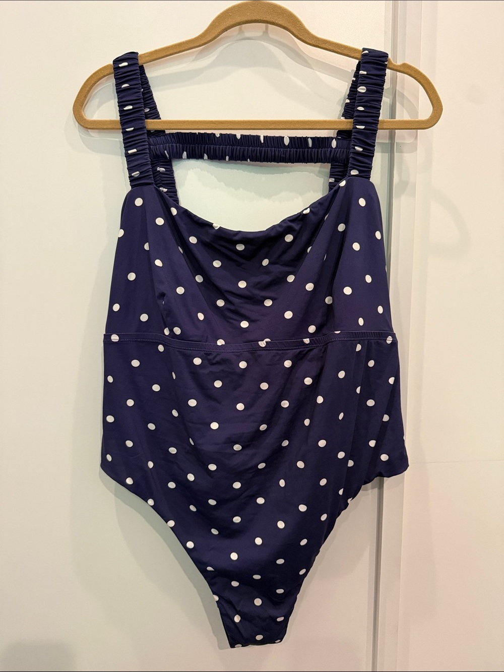 Anthropologie Navy Polka Dot One Piece Swimsuit